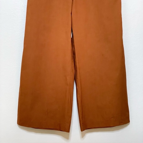 Sea New York Leia Ruffle Peplum Waist Wide Leg Crop Jumpsuit Rust 10 - Picture 6 of 15